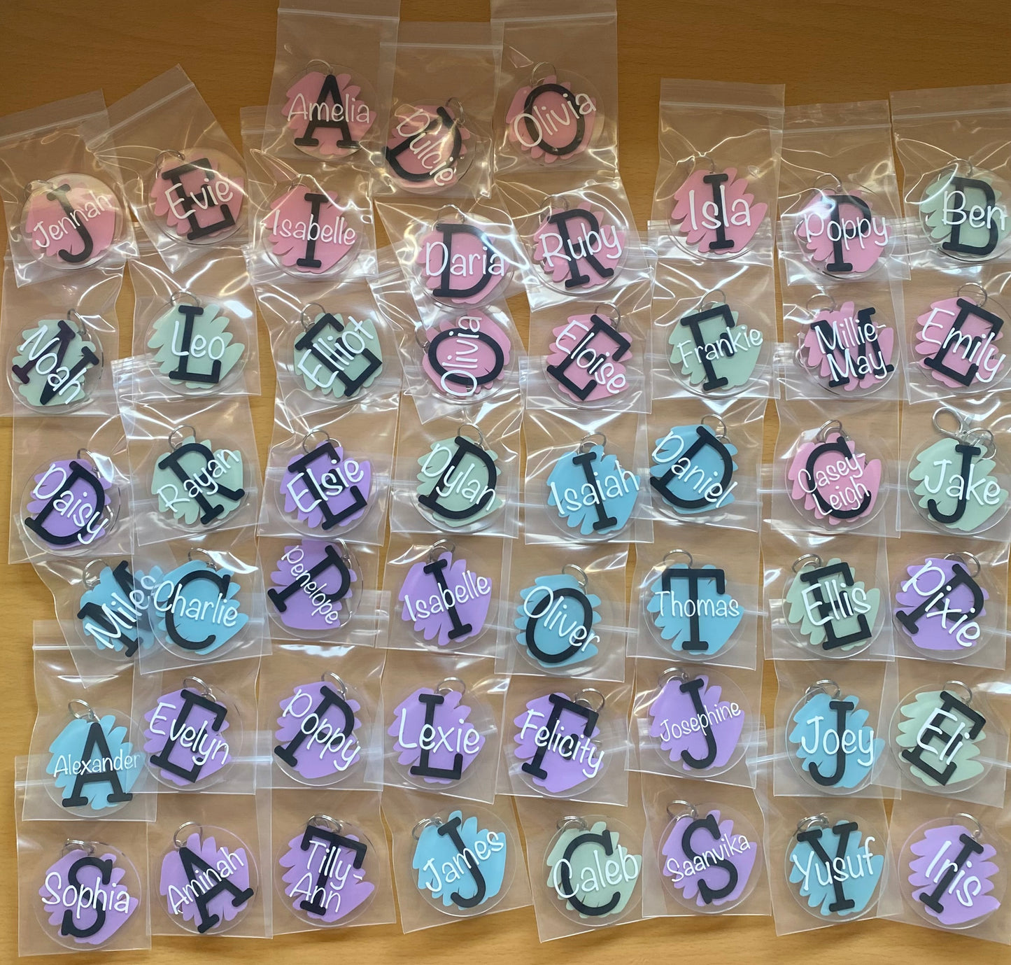 Personalised Pastel Keyrings